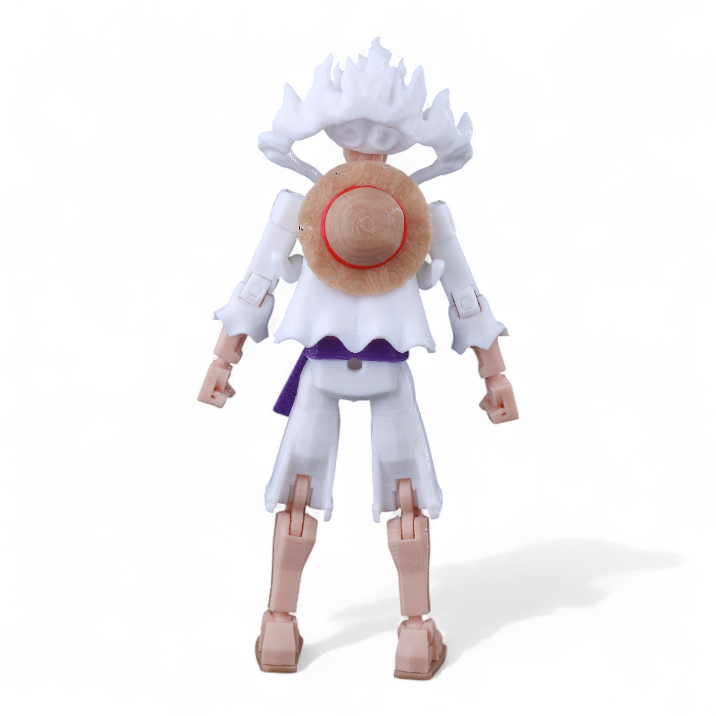 Back view of Nika Luffy Gear 5 articulated figure showing hair detail
