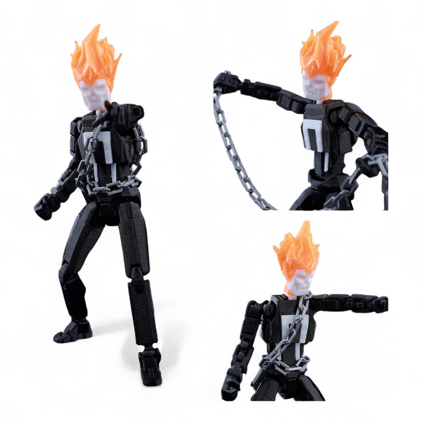Articulated Ghost Rider figure in aggressive biker stance