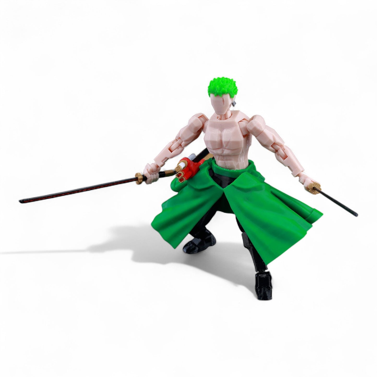 Articulated Zoro figure holding swords – dynamic posture