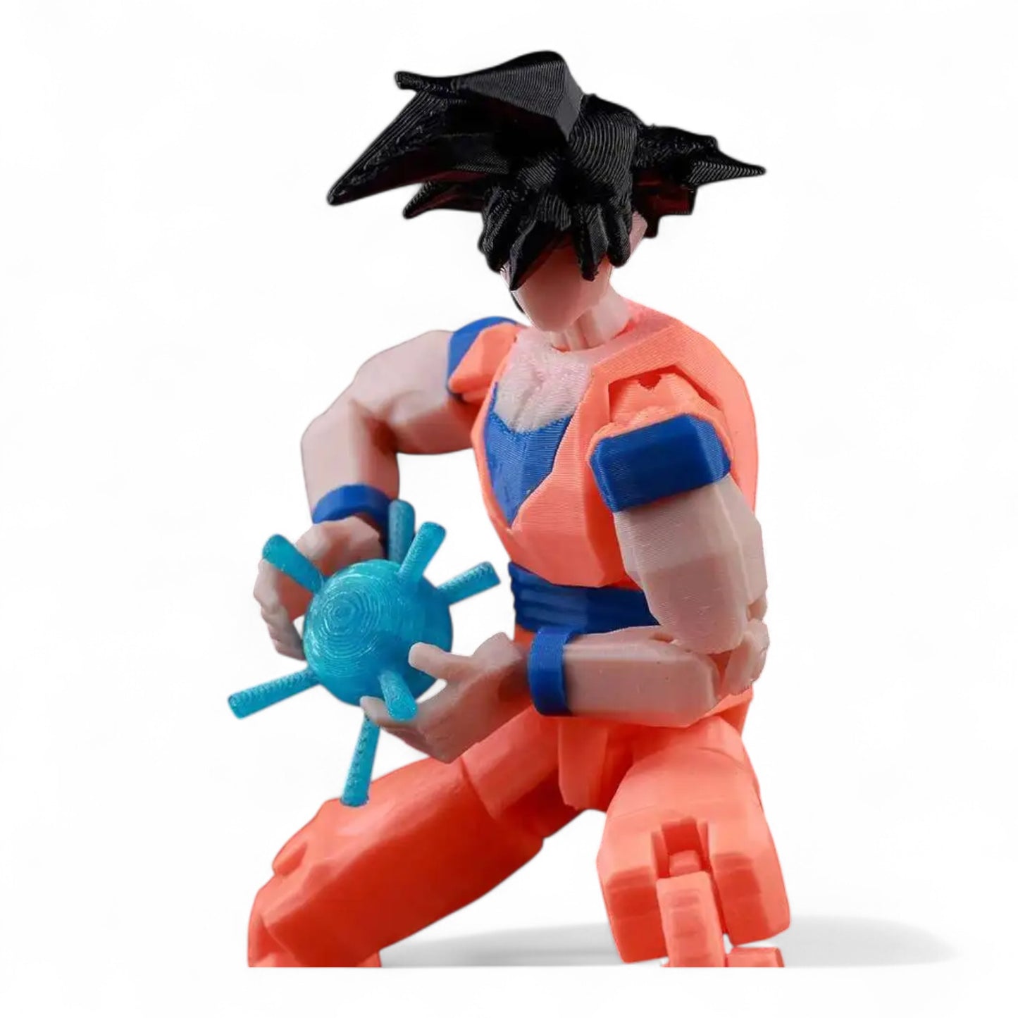 Side view of Goku figure highlighting articulated joints and sculpt