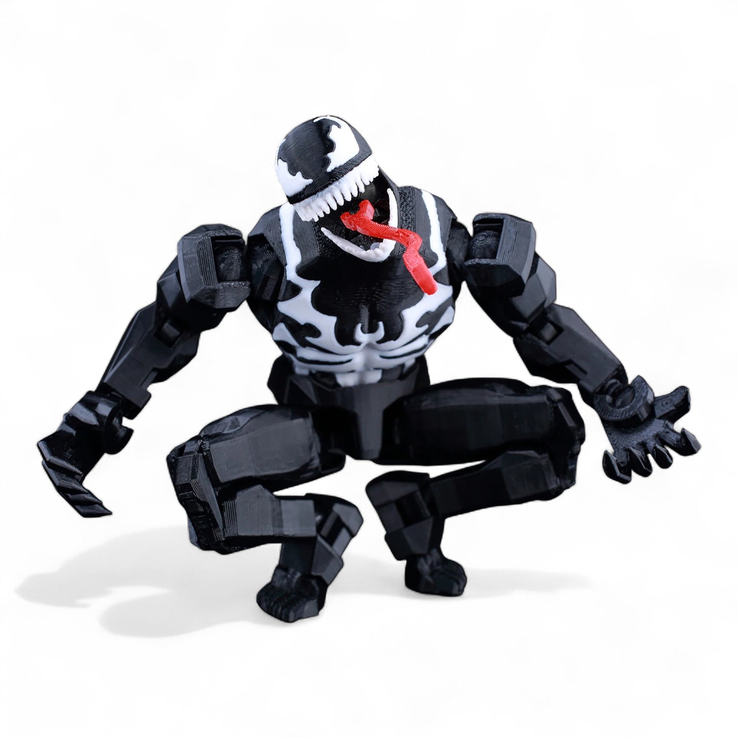 Front view of Venom Titan13-style poseable figure in aggressive stance