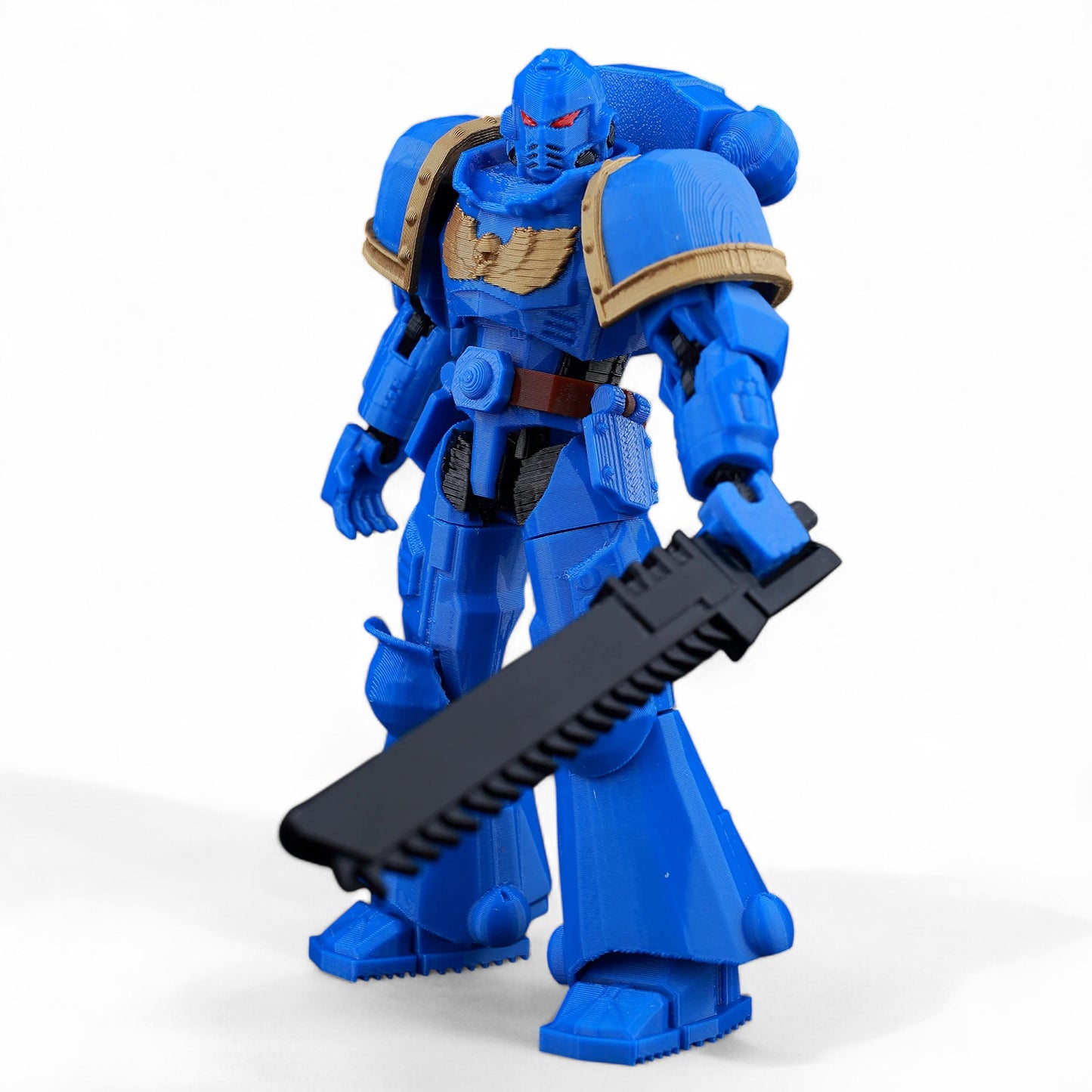 Side view of Space Marine armor and articulation hinges