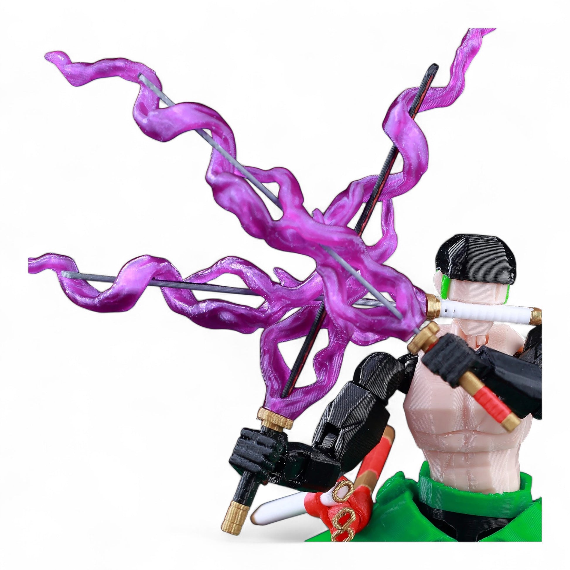 Close-up of Zoro’s face and swords – Titan13-format anime figure