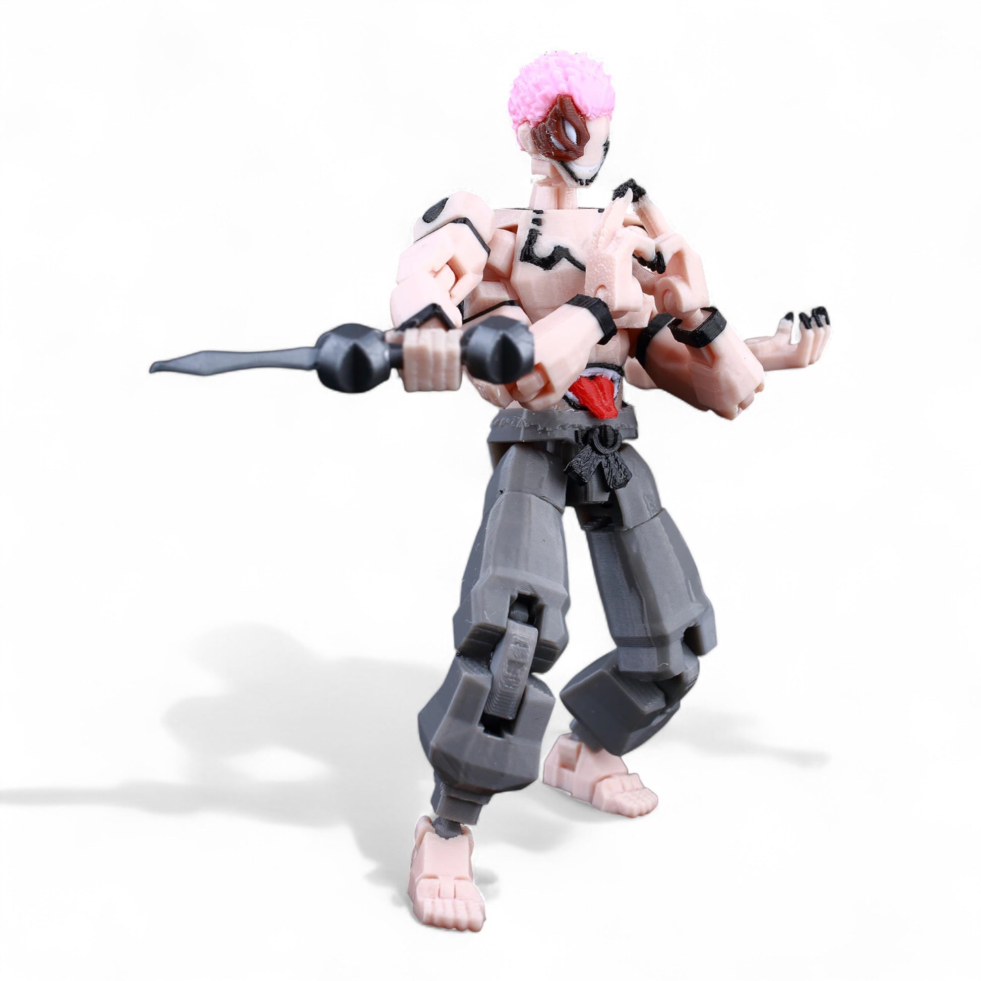 Front view of Sukuna Titan13-style poseable figure with facial markings