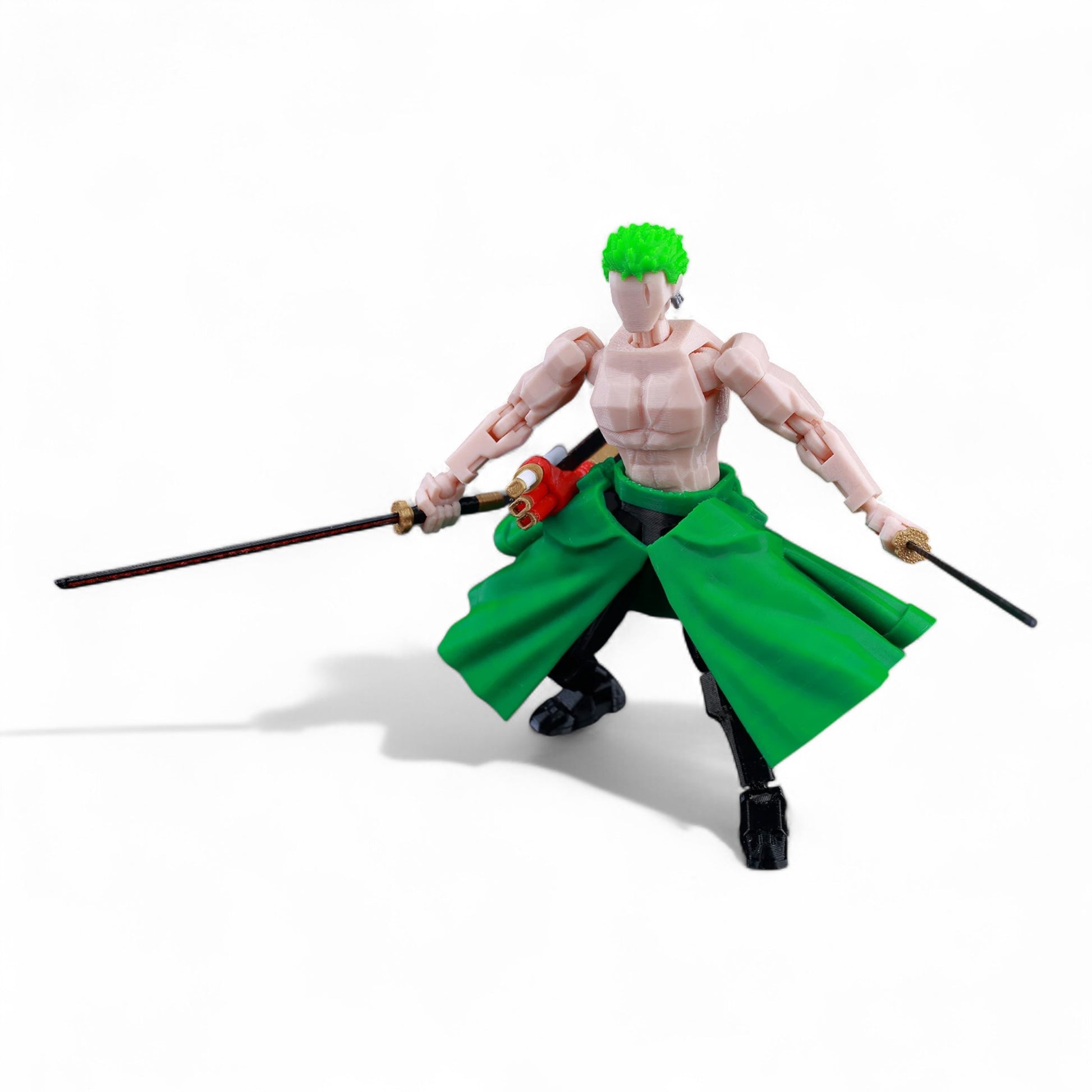 Articulated Zoro figure holding swords – dynamic posture