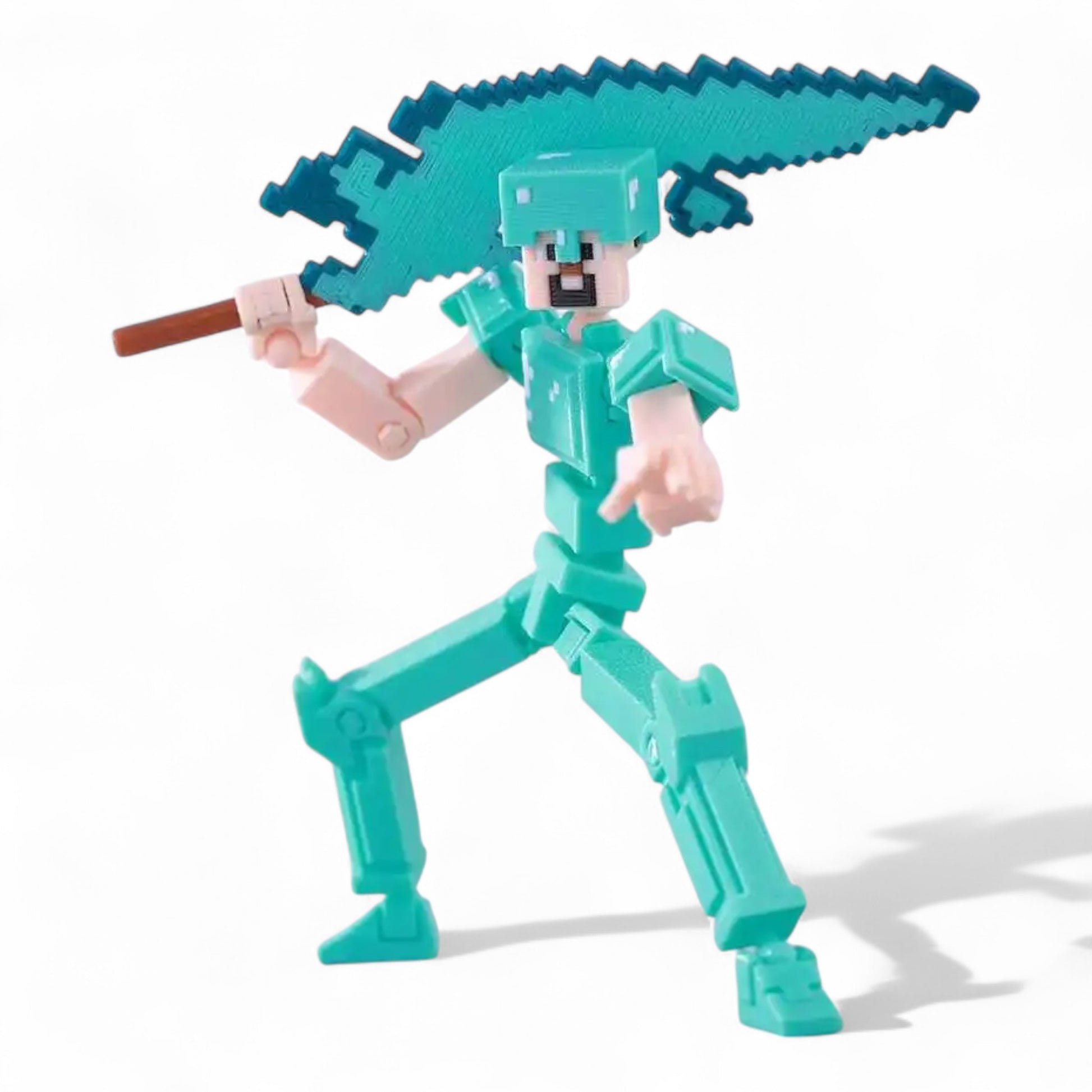Steve figure in blocky pose – articulated limbs visible