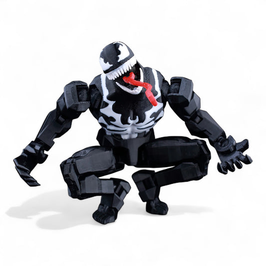 Front view of Venom Titan13-style poseable figure in aggressive stance