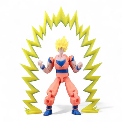 Action pose of Goku figure, energy aura style – Titan13 collectible
