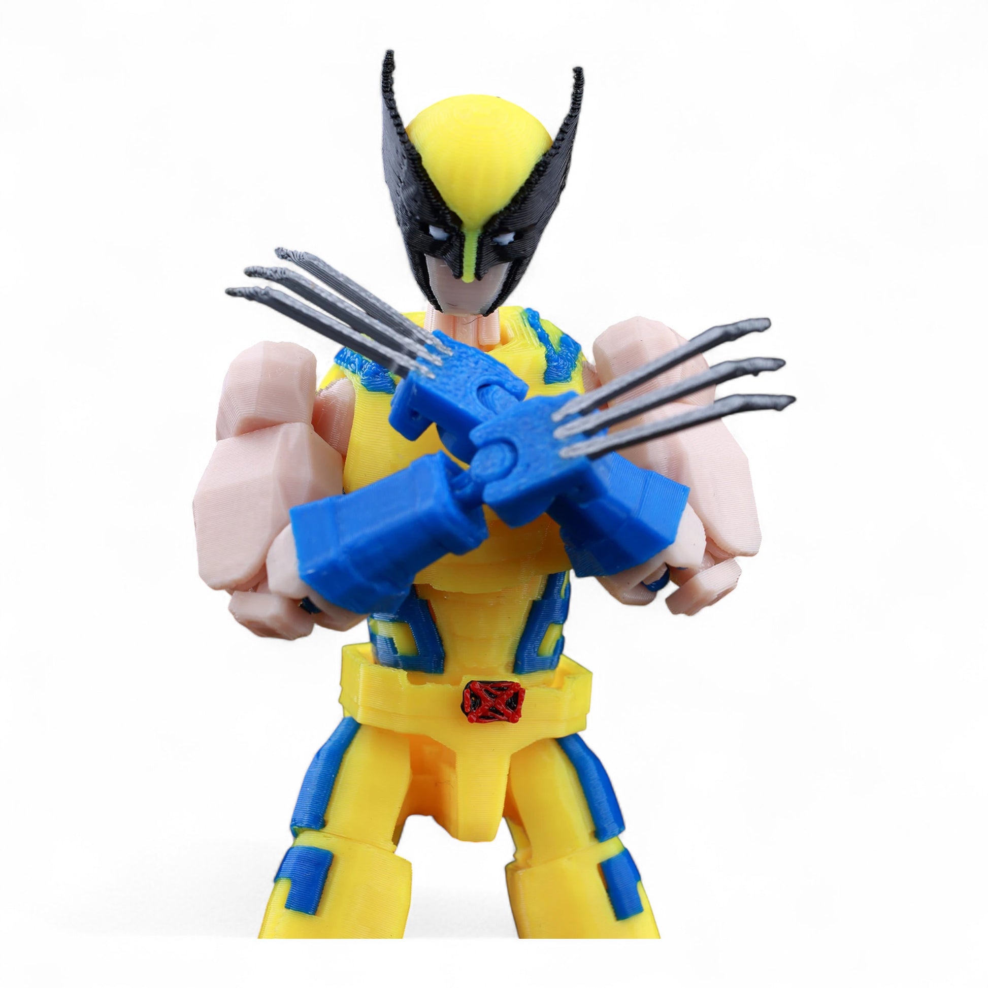 Front view of Wolverine Titan13-style poseable figure with claws extended