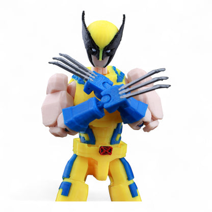 Front view of Wolverine Titan13-style poseable figure with claws extended